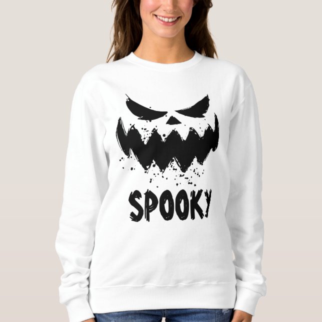 Ett leende Spooky Ansikte Halloween T Shirt (Framsida)