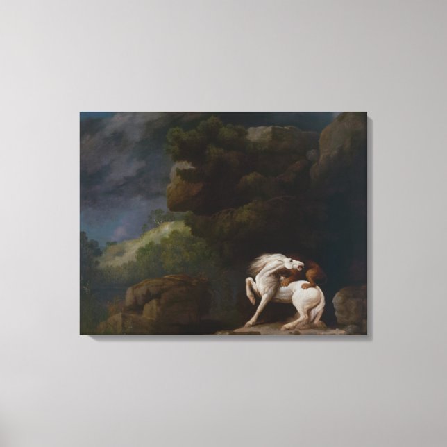 Ett Lejon som anfaller en häst av George Stubbs Canvastryck (Framsida)