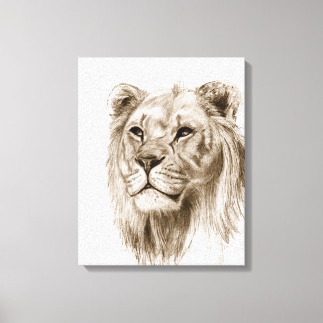 Ett Lejon - utan Pride, Teckning, skiss Art Canvastryck (Framsida)