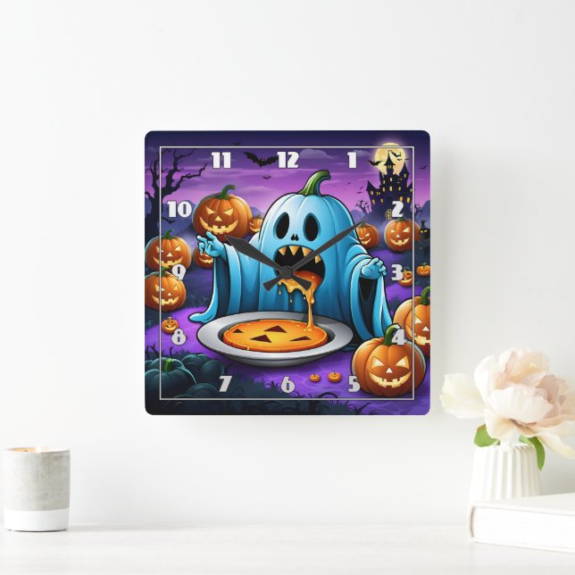 Ett lekande spöke som gillar Halloween-festlighete Fyrkantig Klocka (Hem)