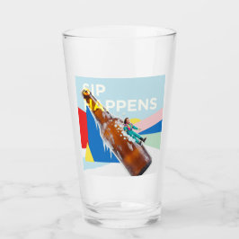 Ett lekfullt “Sip Happens” drickglas Glaskopp