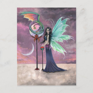 Ett levande Dream Fairy and Dragon Postcard Vykort