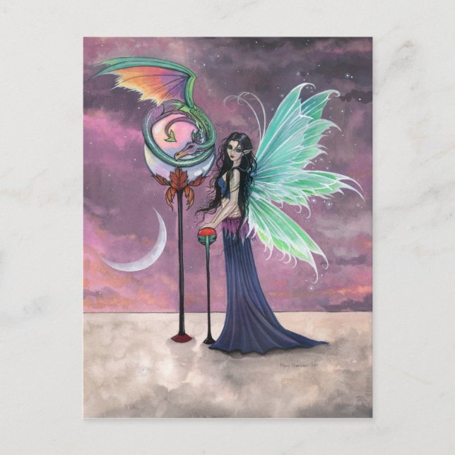 Ett levande Dream Fairy and Dragon Postcard Vykort (Framsida)