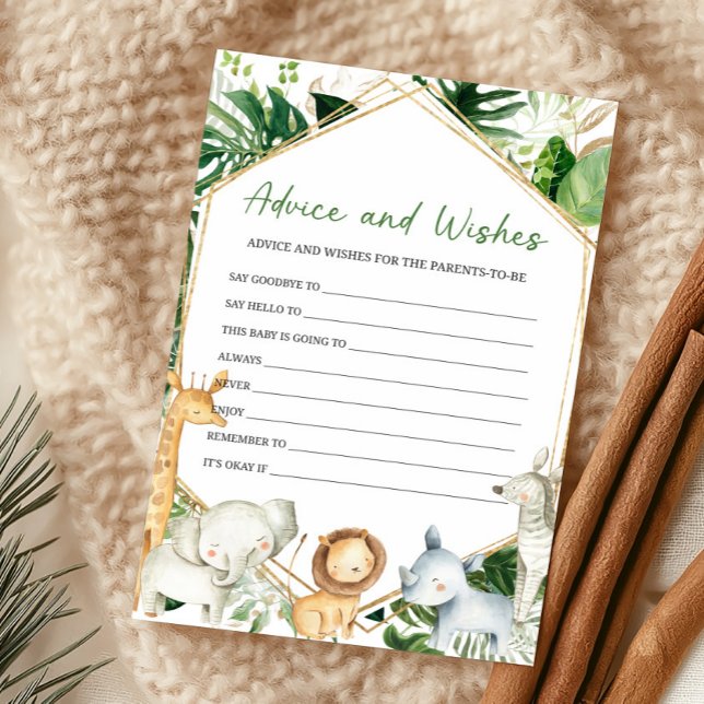 Ett lite vilt ett råd och önskningar spel (Greenery Jungle Baby Shower  Advice and Wishes Game)
