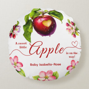 Ett litet äpple är på väg Höst Baby Shower Rund Kudde