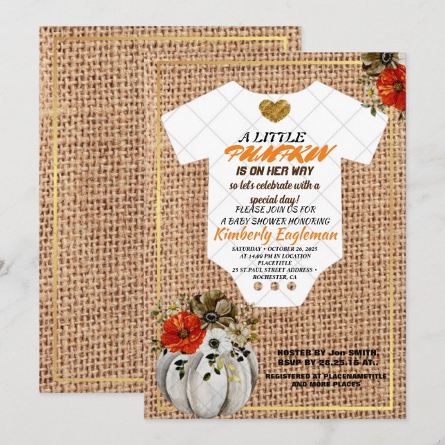 Ett litet Boo Cute Ghost Halloween Baby Shower Inv Inbjudningar (Fram/baksida)