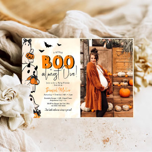 Ett litet Boo Halloween Baby Shower Foto Inbjudningar