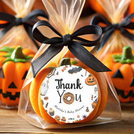 Ett litet Boo Halloween Baby Shower Tack Runt Klistermärke
