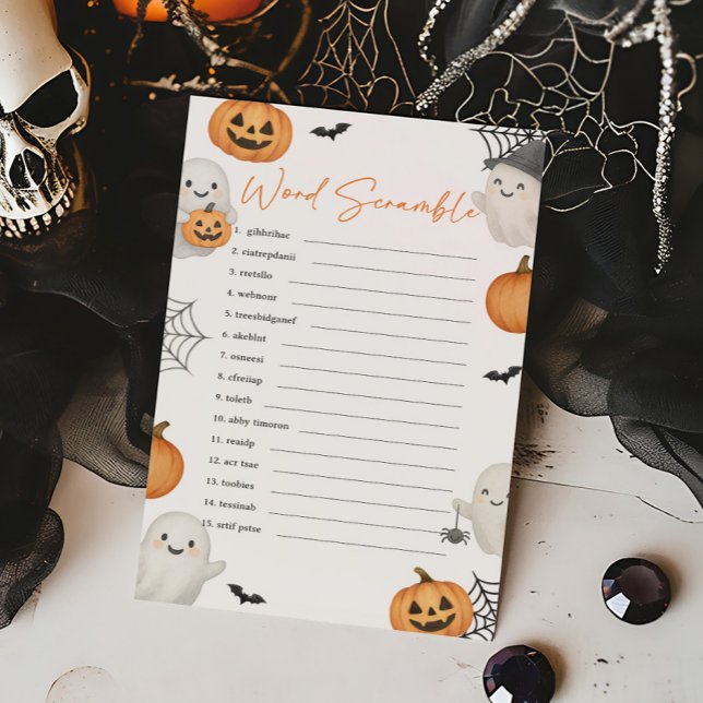 Ett litet Boo-spöke Shower Ordbrytningsspel (Little Boo Pumpkin Baby Shower Word Scramble Game)