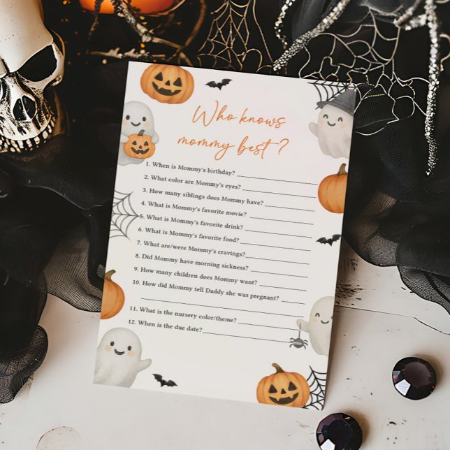 Ett litet Boo-spöke som känner Mamma Bäst Spel (Little Boo Pumpkin Baby Shower Who Knows Mommy Best Game)
