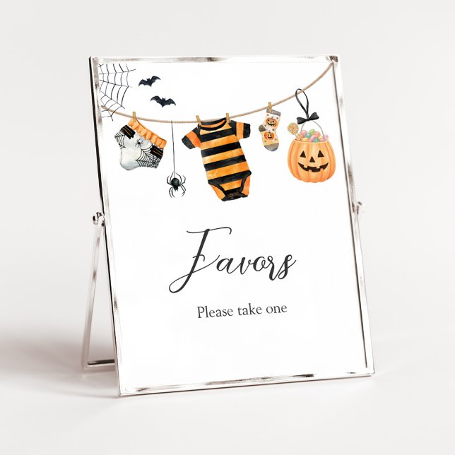 Ett litet Boo Torkställ för Favoriter Skylt (Ghost Clothesline Baby Shower Favors Sign)