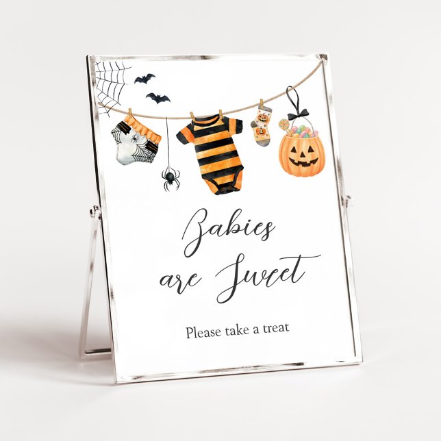 Ett litet Boo Tvättlinje Babys är söta skylt (Ghost Clothesline Baby Shower Babies are Sweet Sign)