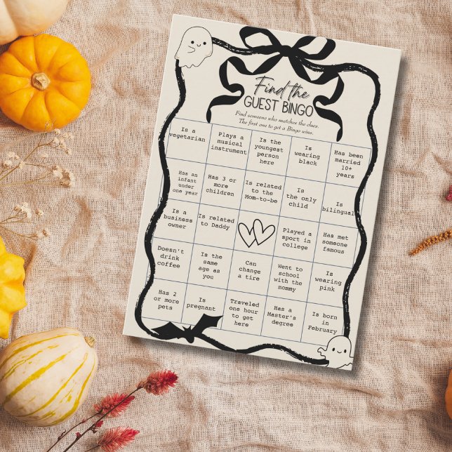 Ett litet bu  Hitta gästbingobricka Inbjudningar (A Little boo Find the Guest Bingo Game Card)