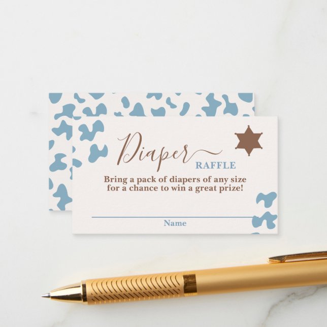 Ett litet Cowboy Baby dusch Boy Diaper Raffle Card Tilläggskort (Fram/Back In Situ)
