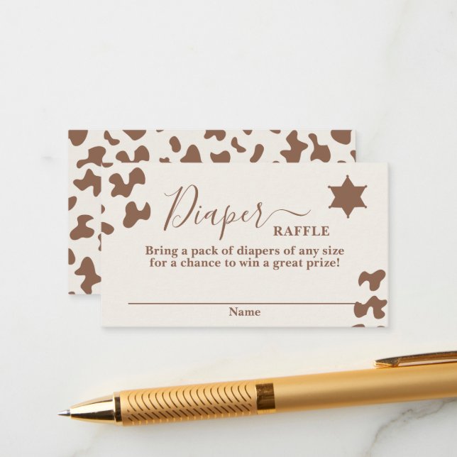 Ett litet Cowboy Baby dusch Boy Diaper Raffle Card Tilläggskort (Fram/Back In Situ)