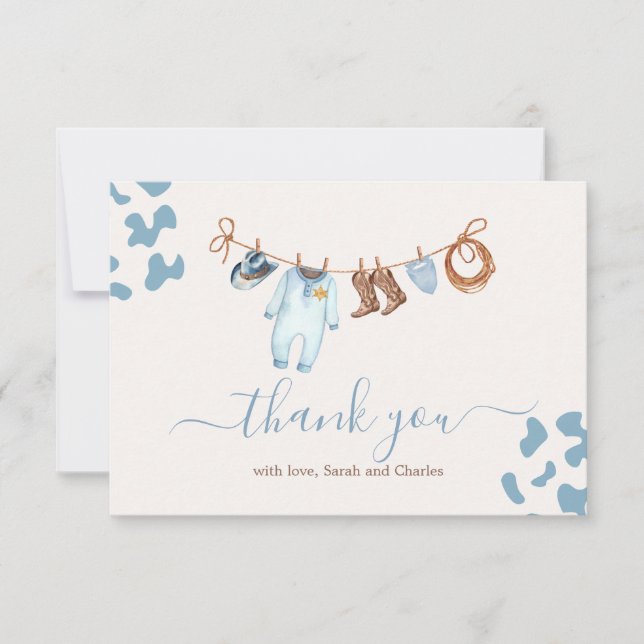 Ett litet Cowboy Baby Shower Blue Tackkey You Card Tack Kort (Framsida)