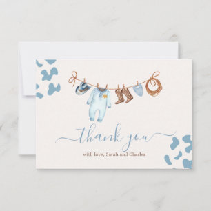 Ett litet Cowboy Baby Shower Blue Tackkey You Card Tack Kort