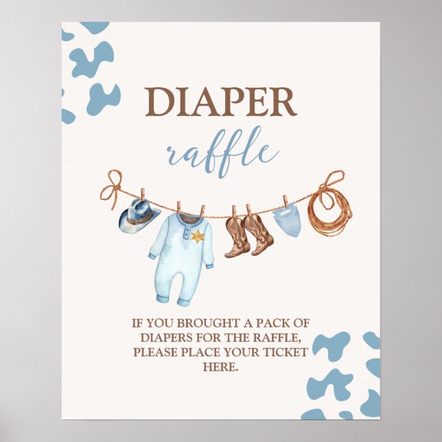 Ett litet Cowboy Blue Diaper Raffle-tecken Poster (Framsidan)