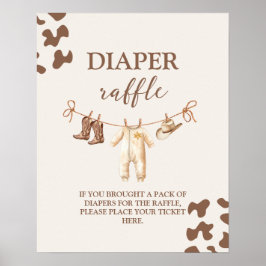 Ett litet Cowboy Diaper Raffle-tecken Poster