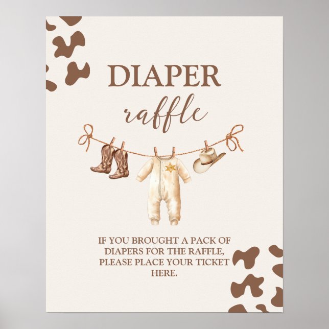 Ett litet Cowboy Diaper Raffle-tecken Poster (Framsidan)