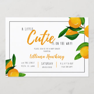 Ett litet Cutie Baby Shower-Orange Citrus Theme Inbjudningar
