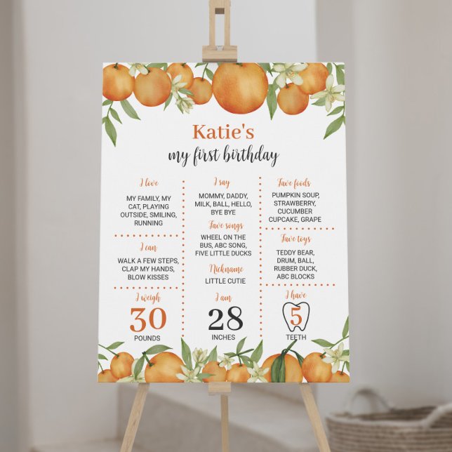 Ett litet Cutie Citrus Birthday Milestone-tecken Poster (Skapare uppladdad)
