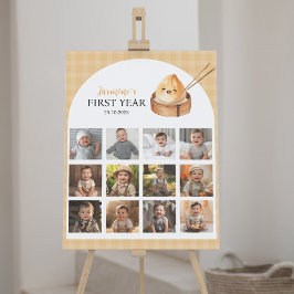 Ett litet duplex första års fotomilstolpstecken poster