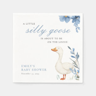 Ett litet Fånig Goose Boy Baby Shower Napkins Pappersservett