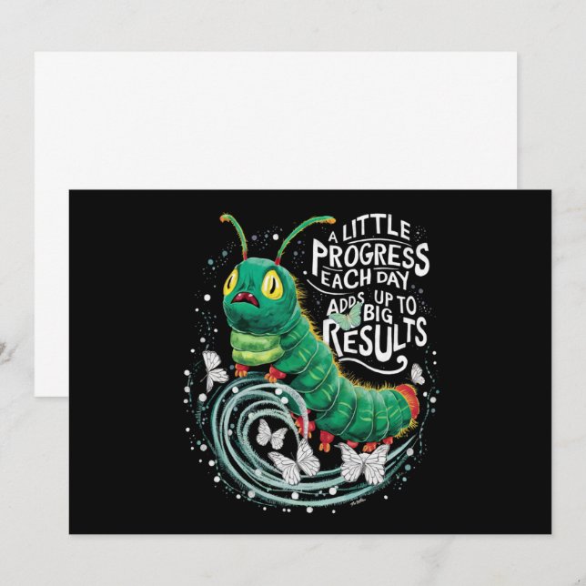 Ett litet framsteg varje dag Hungrig larv  Inbjudningar (Fram/baksida)