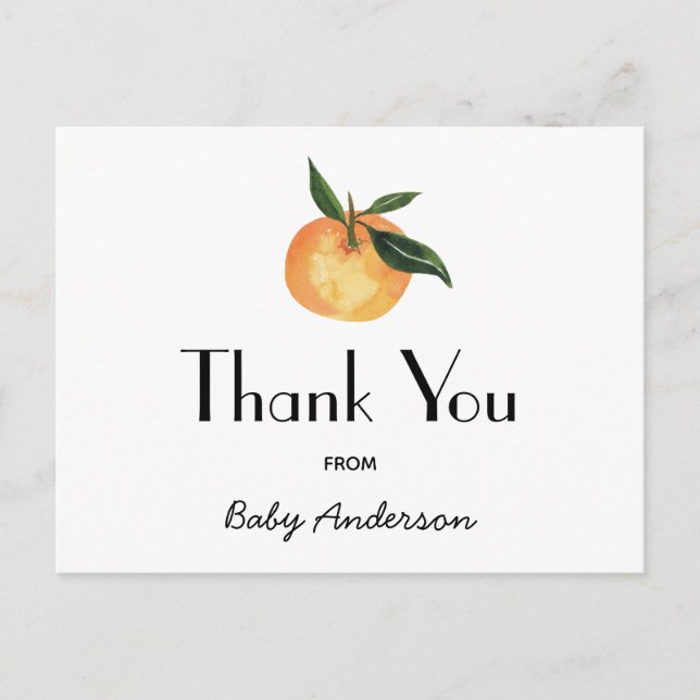 Ett litet gulligt baby shower-tackkort via post vykort (Framsida)