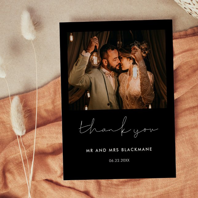 Ett litet handskrivet bröllop-tackfoto vykort (Skapare uppladdad)