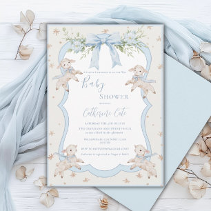 Ett litet lammblått får Baby Shower Inbjudningar
