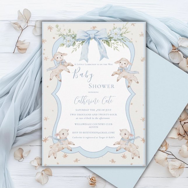 Ett litet lammblått får Baby Shower Inbjudningar (Skapare uppladdad)