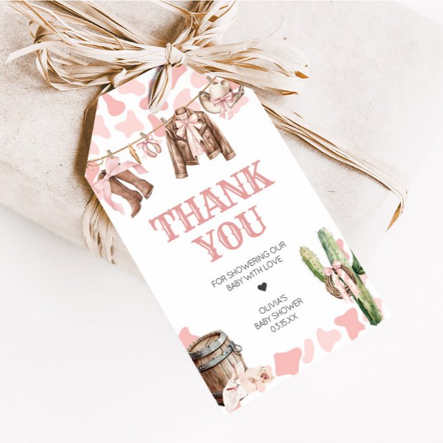 Ett litet litet litet litet litet babybabyskor - f presentetikett (A Little Cowgirl Rodeo Baby Shower Favor Tags)