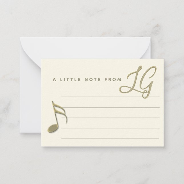 Ett litet Monogrammed Music Note-kort Anteckningskort (Framsida)