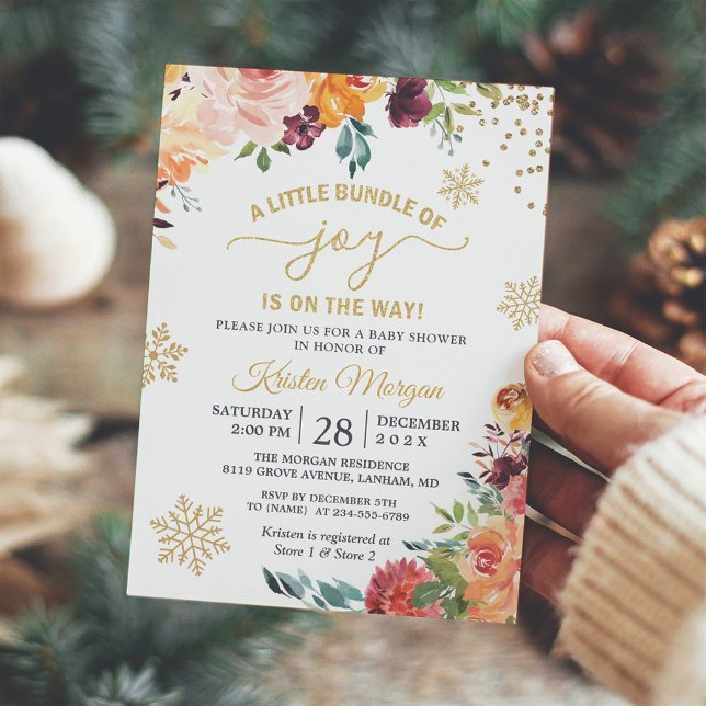 Ett litet paket av Joy Burgundy Blommigt Baby Show Inbjudningar (Skapare uppladdad)