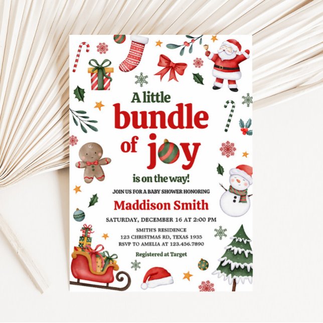Ett litet paket med Joy Baby Shower Inbjudningar (Christmas Bundle of Joy Baby Shower Invitation)