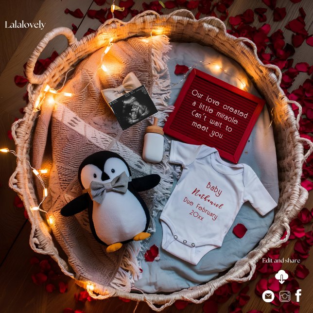 Ett litet pingvinälskande graviditetsmeddelande  julkort (Skapare uppladdad)
