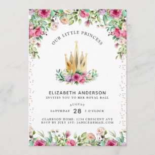 Ett litet prinsessans Blommigt Birthday Card Inbjudningar