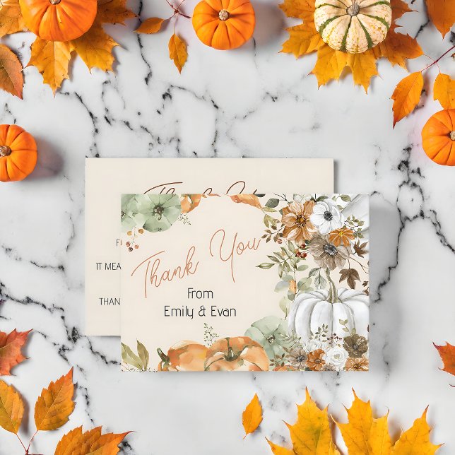 Ett litet Pumpkin Baby Shower-tack Anteckningskort (Skapare uppladdad)