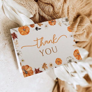 Ett litet Pumpkin Baby Shower-tack. Tack Kort