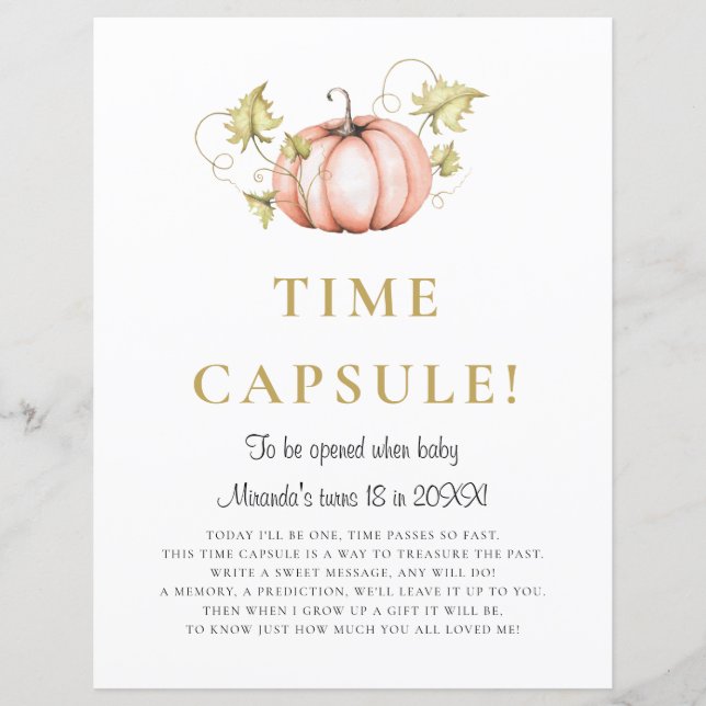 Ett litet Pumpkin Baby Shower Time Capsul (Framsida)