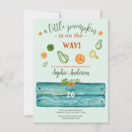 Ett litet Pumpkin Greenery Fall Baby Show Inbjudningar