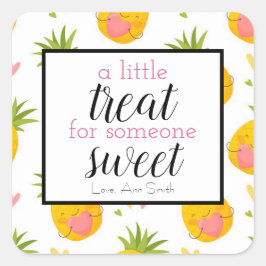Ett litet slag på Alla hjärtans dag Ananas Hjärter Fyrkantigt Klistermärke