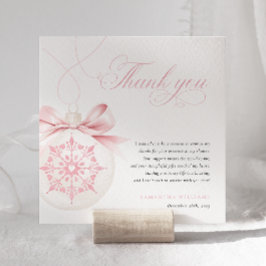 Ett litet snöflammande Rosa Baby Shower - tack för Kort