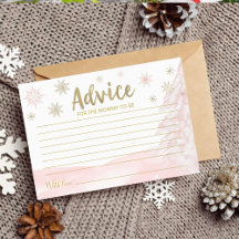 Ett litet snöflingkort för Rosa Baby Shower Advice