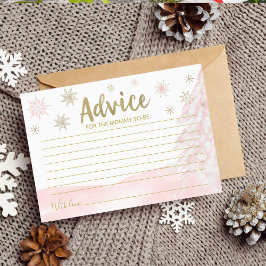 Ett litet snöflingkort för Rosa Baby Shower Advice Inbjudningar