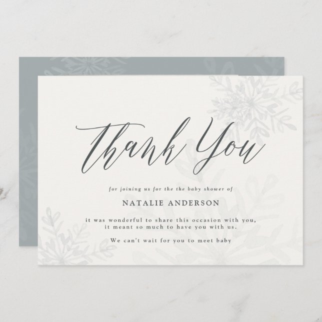 Ett litet snowflingdusch tack för ditt kort (Fram/baksida)