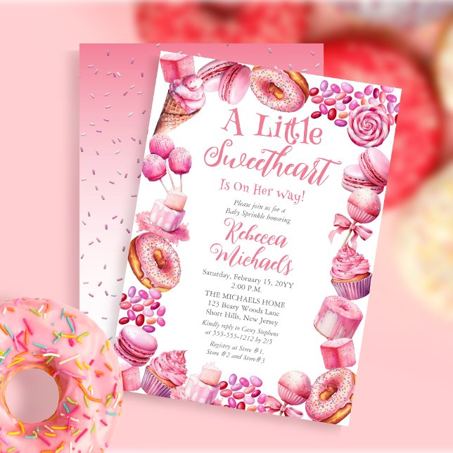 Ett litet sötmunt Candy Ram Girl Baby Sprinkle Inbjudningar (A Little Sweetheart Candy Frame Girl Baby Sprinkle Invitation)
