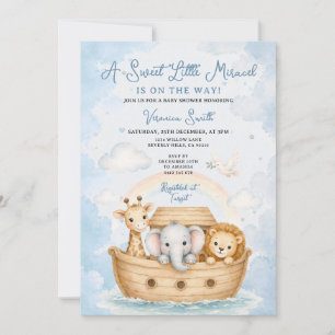 Ett litet sött mirakel Söta Noaks ark baby shower Inbjudningar